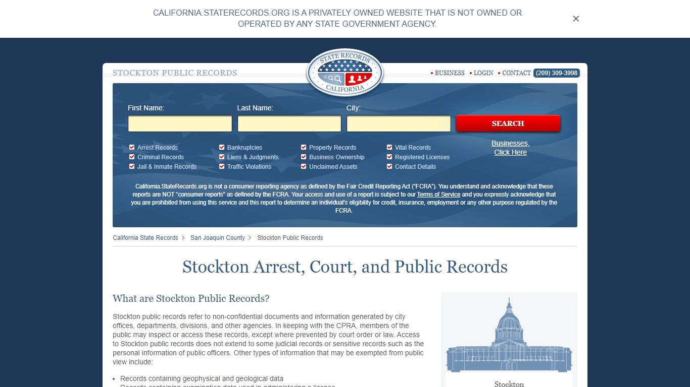 Stockton Arrest, Court, and Public Records